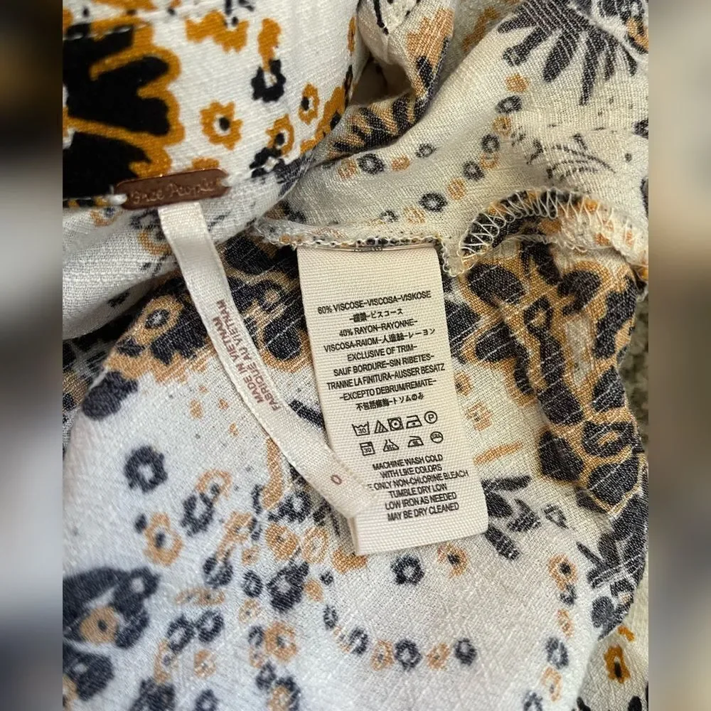 EUC Free People White and Brown Floral Maxi Dress